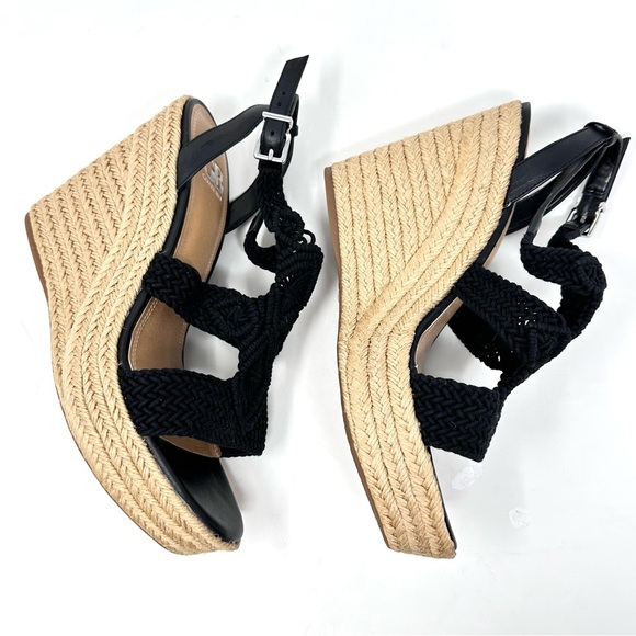 Gianni Bini Women’s Black Macrame Crochet Platform Wedge Sandals - Picture 6 of 15